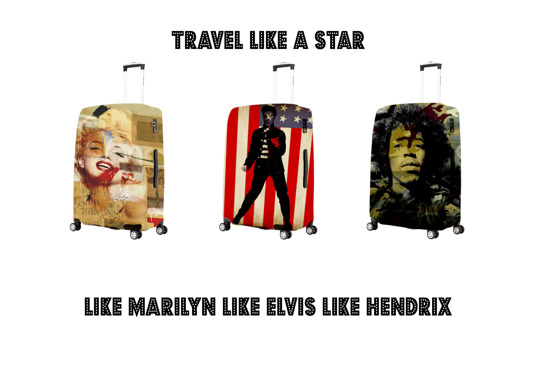 Marilyn Elvis Hendrix Suitcases  copy